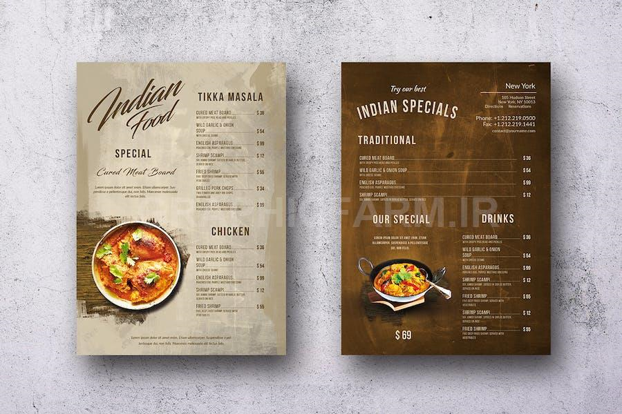 Indian A4 & US Letter Single Page Food Menu