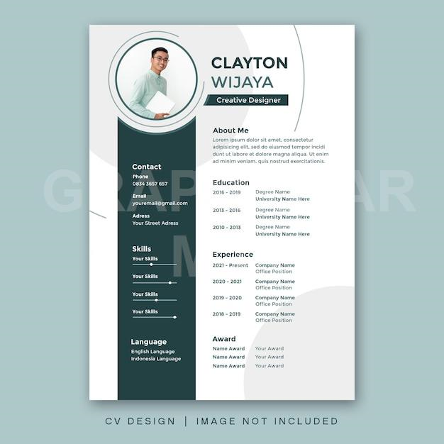 Cv Design Template Simple Minimalist Modern Design Cv Resume Creative Design Green And White