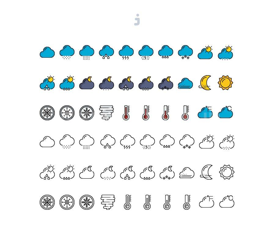 30 Weather Icons - Detailed Line Icon