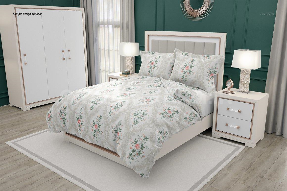 Luxury Bedroom Mockup (flanged p.) | Apparel Mockups