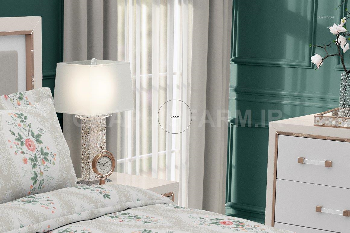 Luxury Bedroom Mockup (flanged p.) | Apparel Mockups