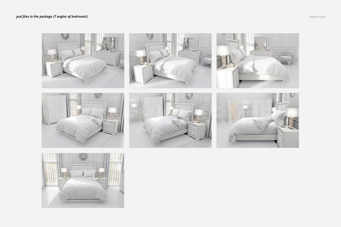 Luxury Bedroom Mockup (flanged p.) | Apparel Mockups