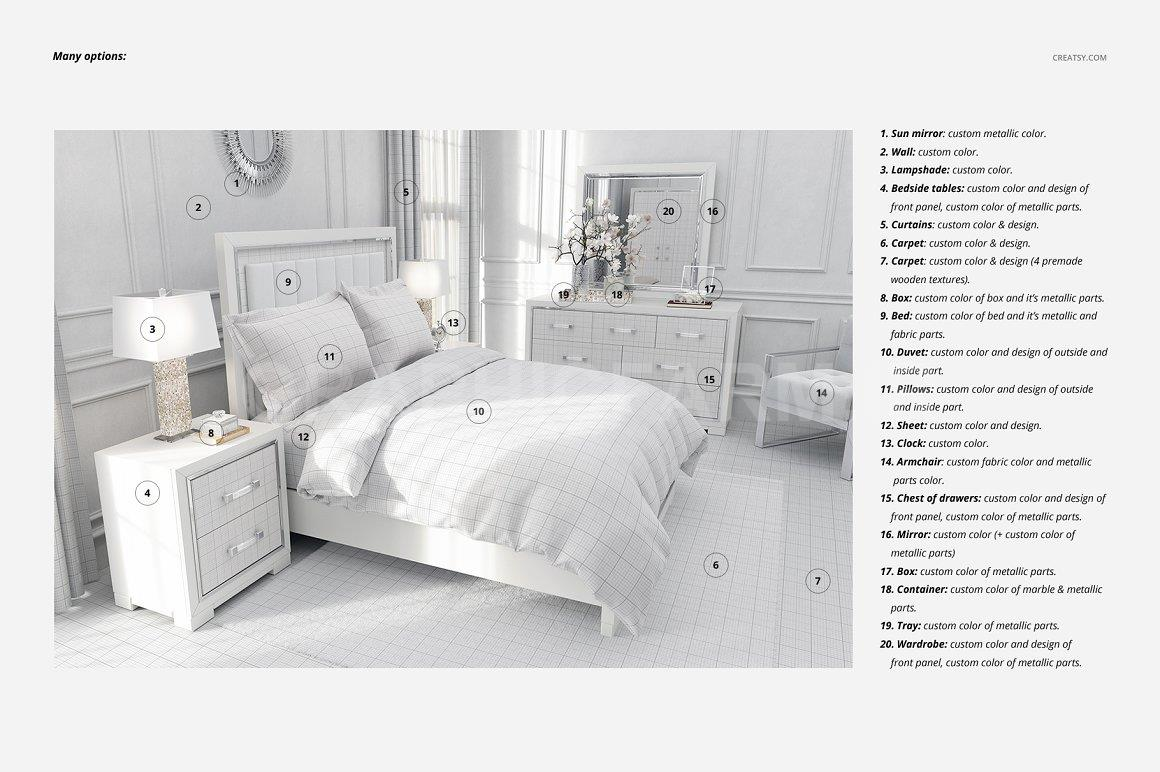 Luxury Bedroom Mockup (flanged p.) | Apparel Mockups