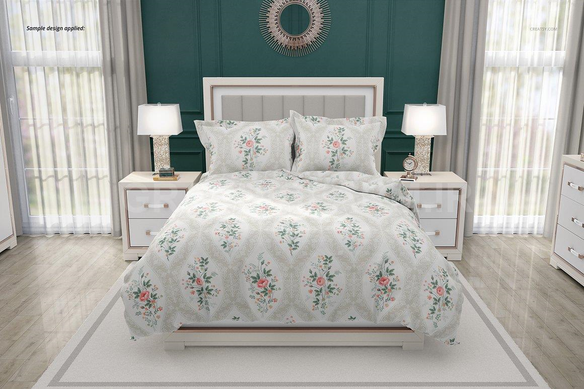 Luxury Bedroom Mockup (flanged p.) | Apparel Mockups