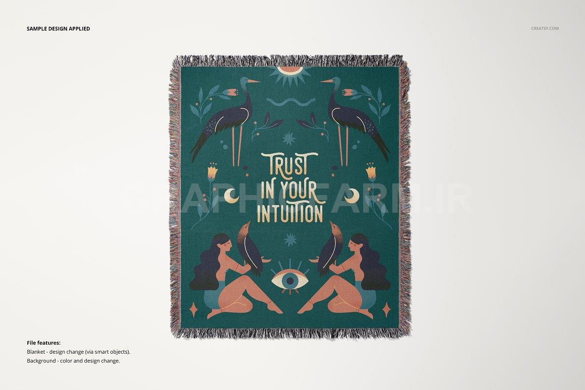 Fringed Woven Throw Blanket Mockup 1 | Household Mockups