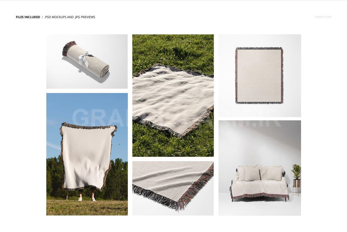 Fringed Woven Throw Blanket Mockup 1 | Household Mockups