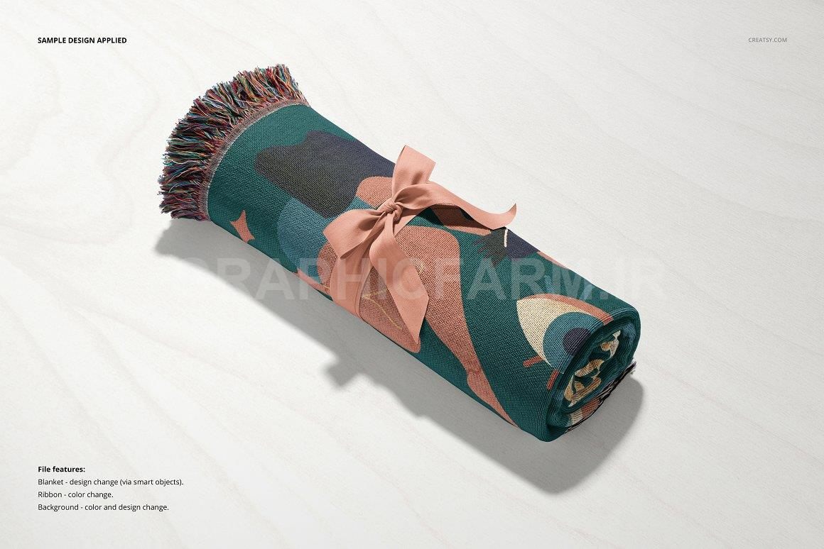Fringed Woven Throw Blanket Mockup 1 | Household Mockups