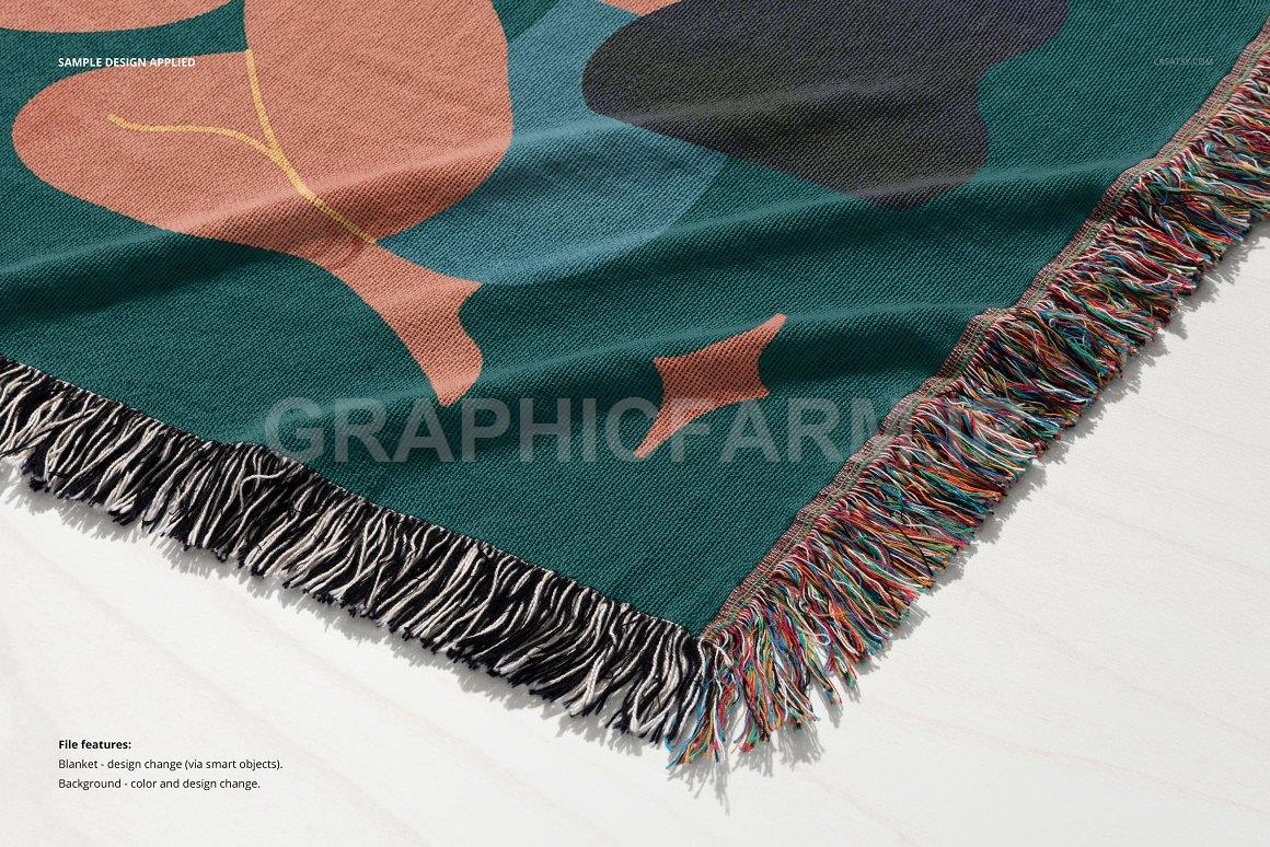 Fringed Woven Throw Blanket Mockup 1 | Household Mockups