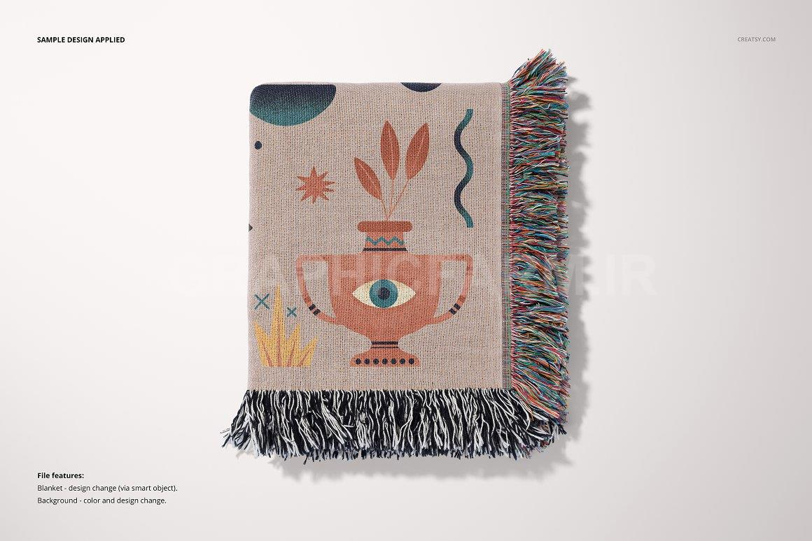 Fringed Woven Throw Blanket Mockup 4 | Household Mockups