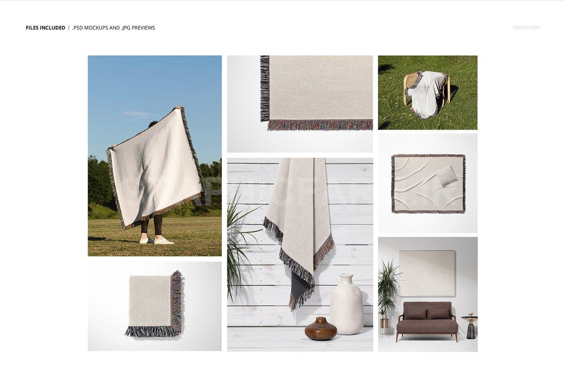 Fringed Woven Throw Blanket Mockup 4 | Household Mockups