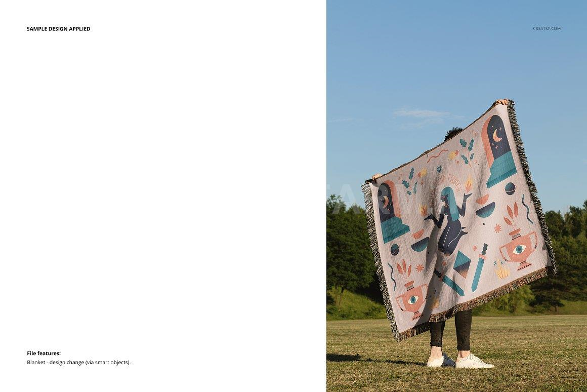 Fringed Woven Throw Blanket Mockup 4 | Household Mockups
