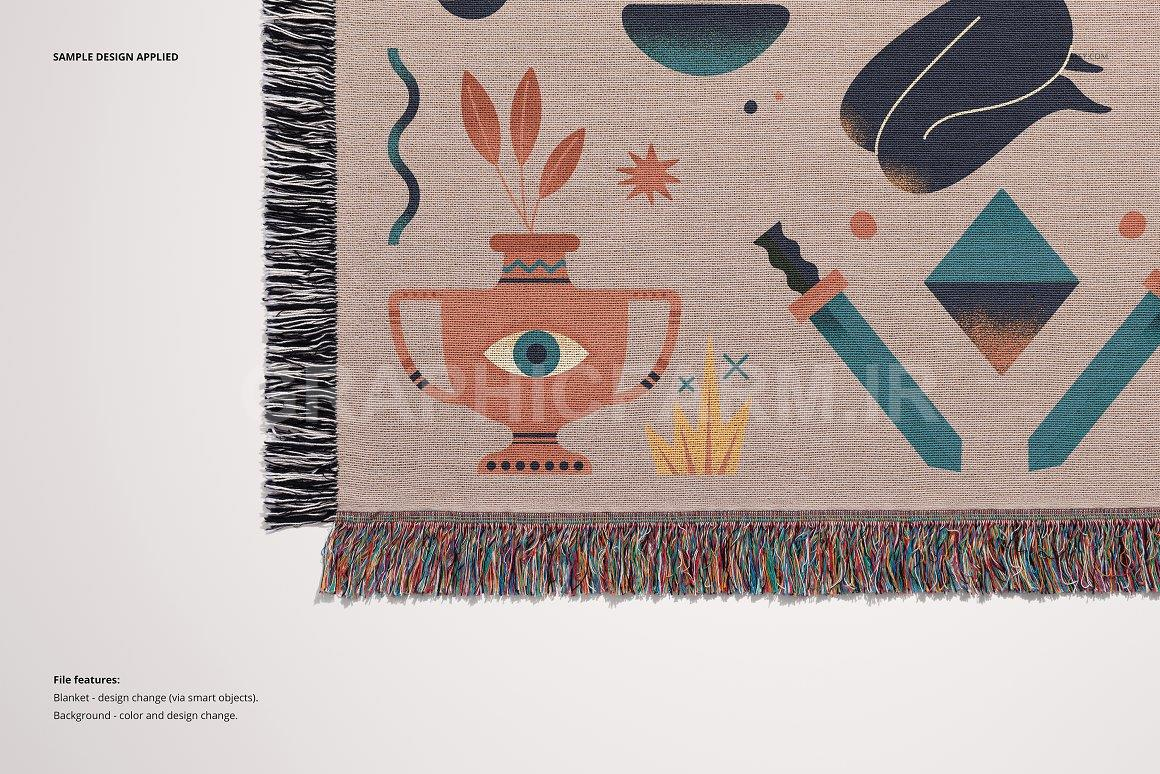 Fringed Woven Throw Blanket Mockup 4 | Household Mockups