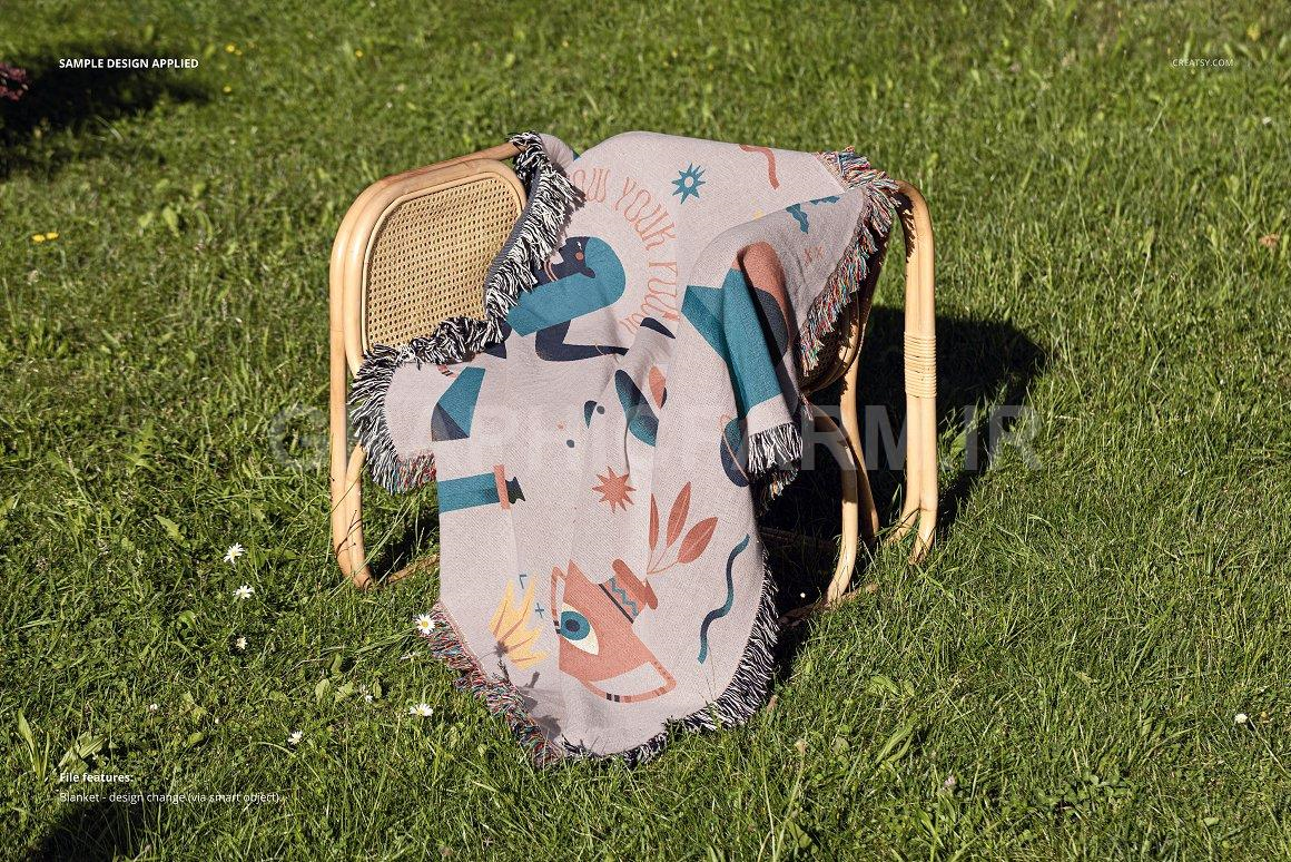 Fringed Woven Throw Blanket Mockup 4 | Household Mockups