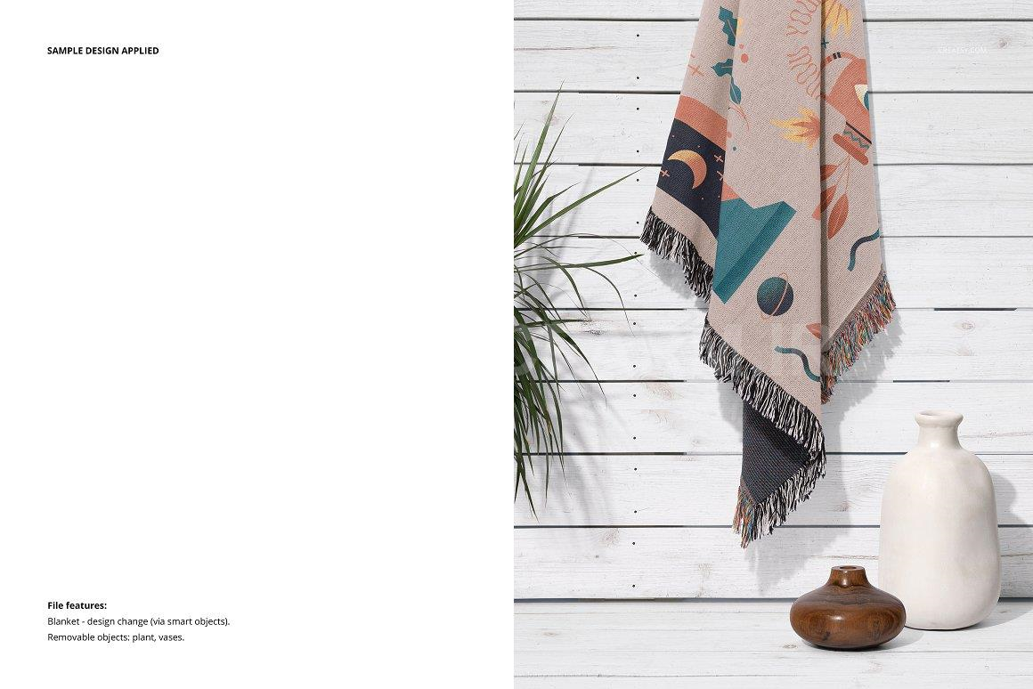 Fringed Woven Throw Blanket Mockup 4 | Household Mockups