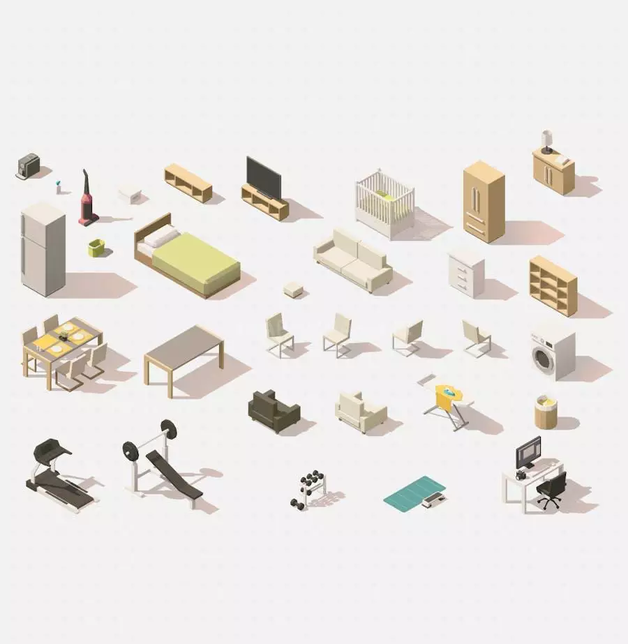 Furniture Isometric Flat Set