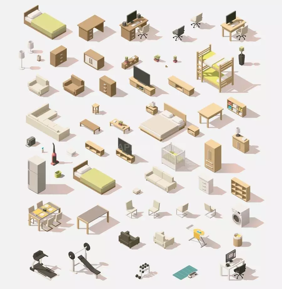 Furniture Isometric Flat Set