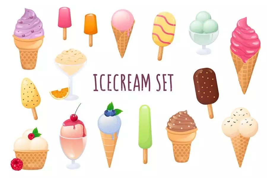 Ice Cream Realistic 3D Elements