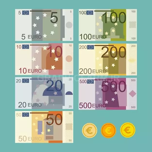 Euro Currency Banknote Illustration In Flat Style