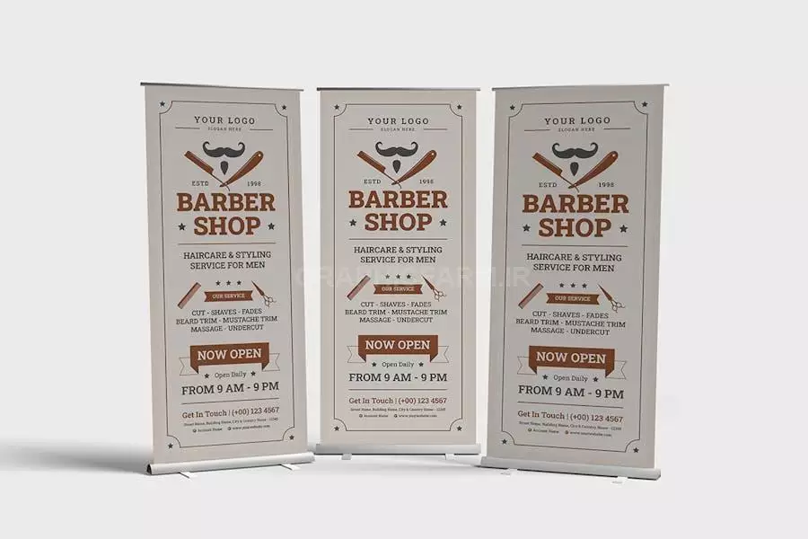 Classic Barbershop Roll Up Banner