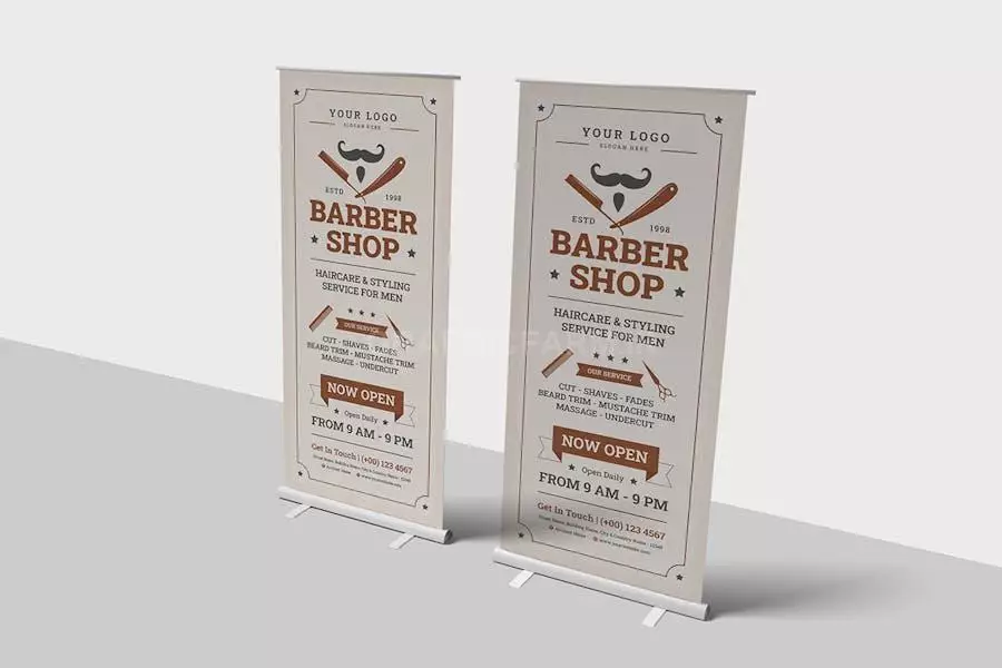 Classic Barbershop Roll Up Banner