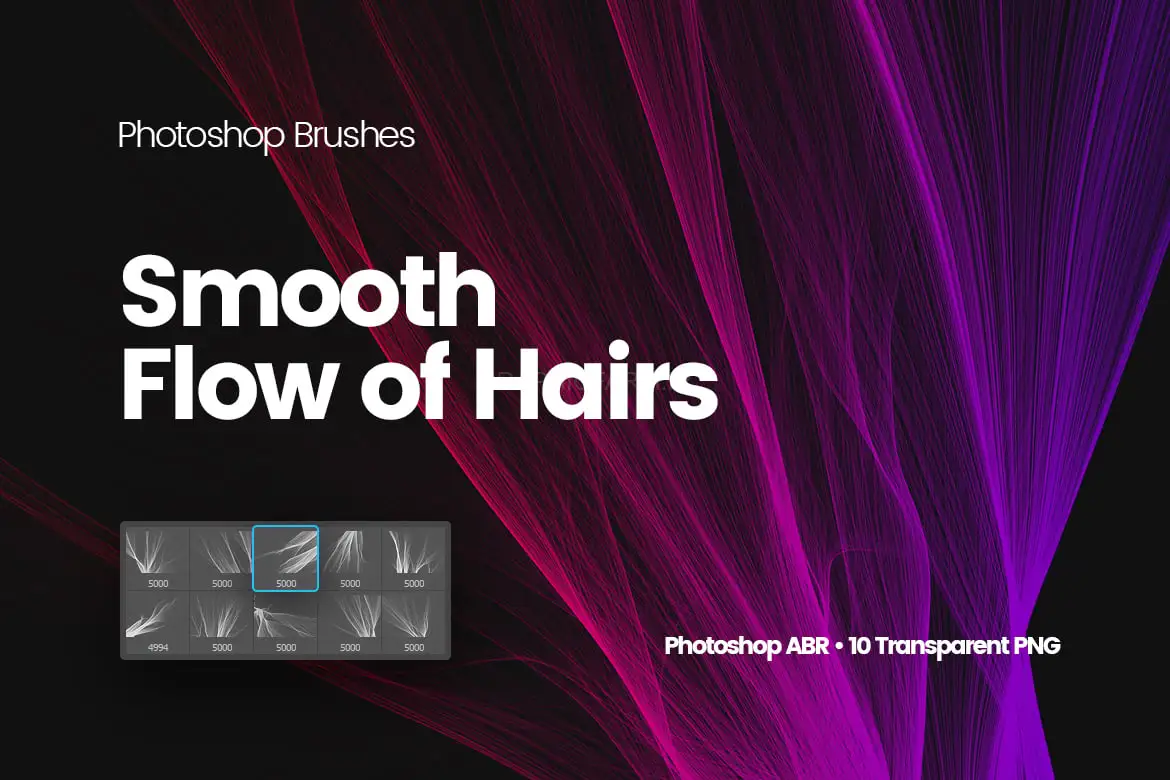Digital Smooth Flow Of Hairs Photoshop Brushes