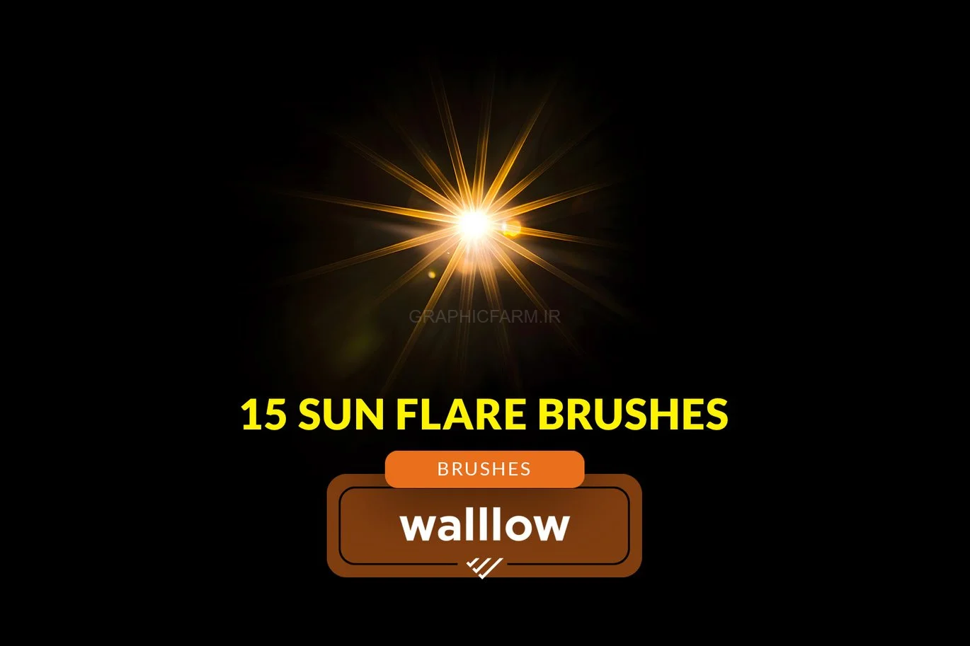 Golden Light Flares Photoshop Brushes, Sun Flares