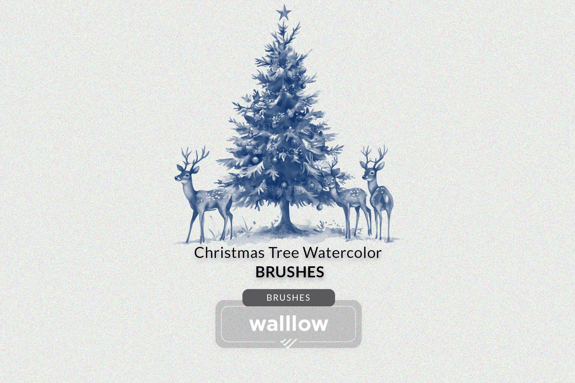 Watercolor Christmas Clipart Photoshop Brush Set