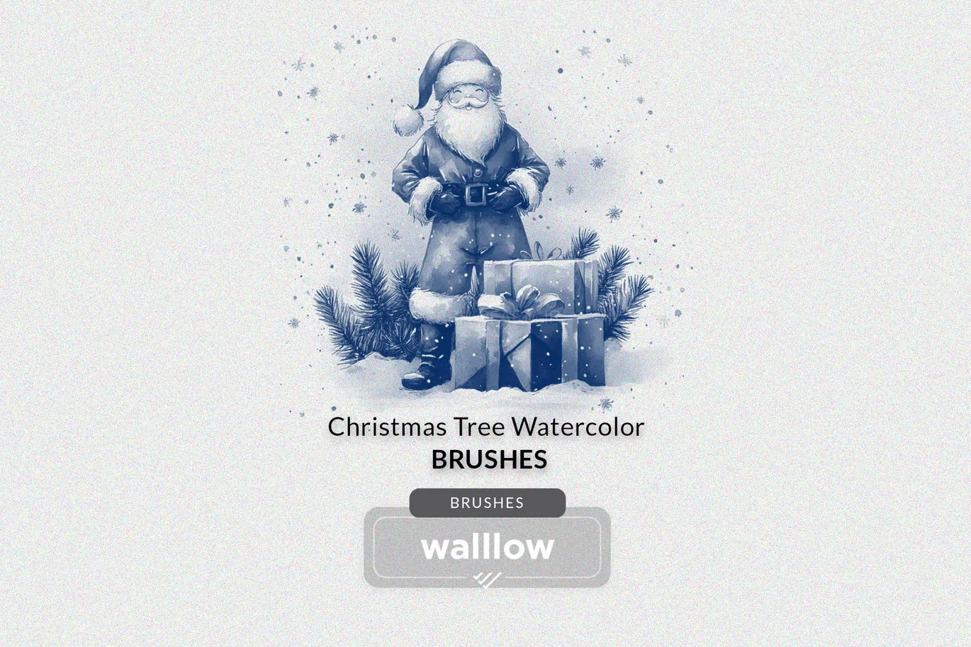 Watercolor Christmas Clipart Photoshop Brush Set