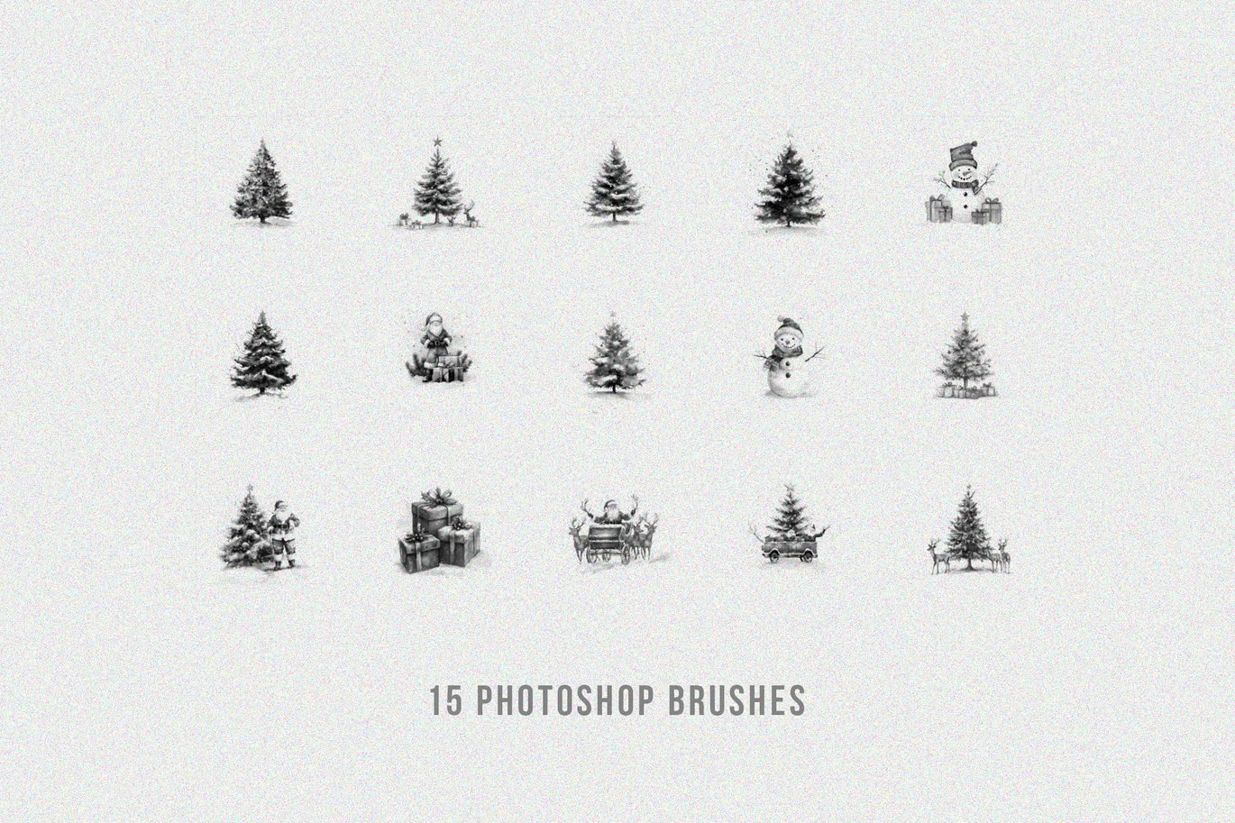 Watercolor Christmas Clipart Photoshop Brush Set