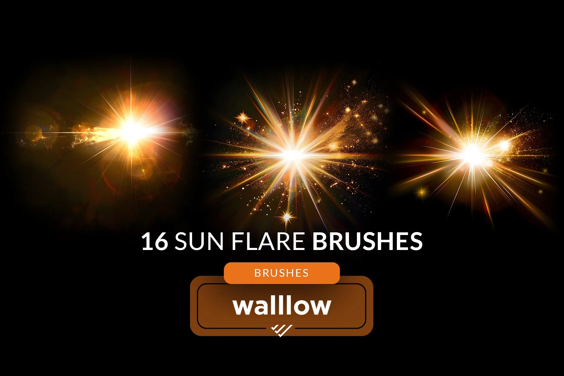 16 Magical Sun Flare Photoshop Digital Brushes