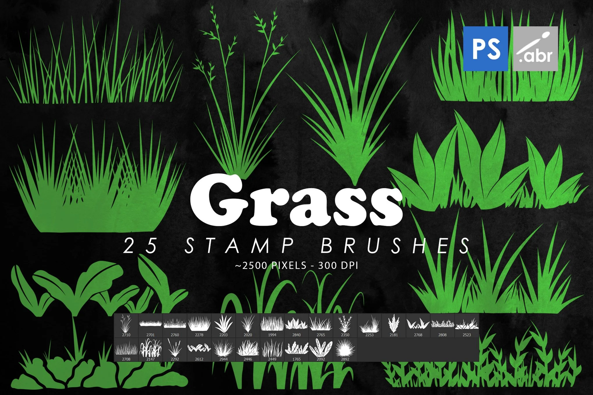 25 Grass Photoshop Stamp Brushes