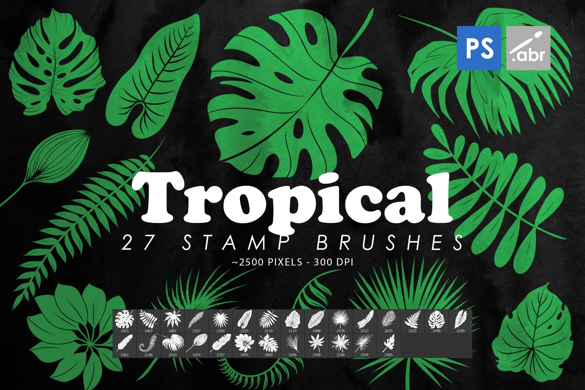27 Tropical Leaves Photoshop Stamp Brushes