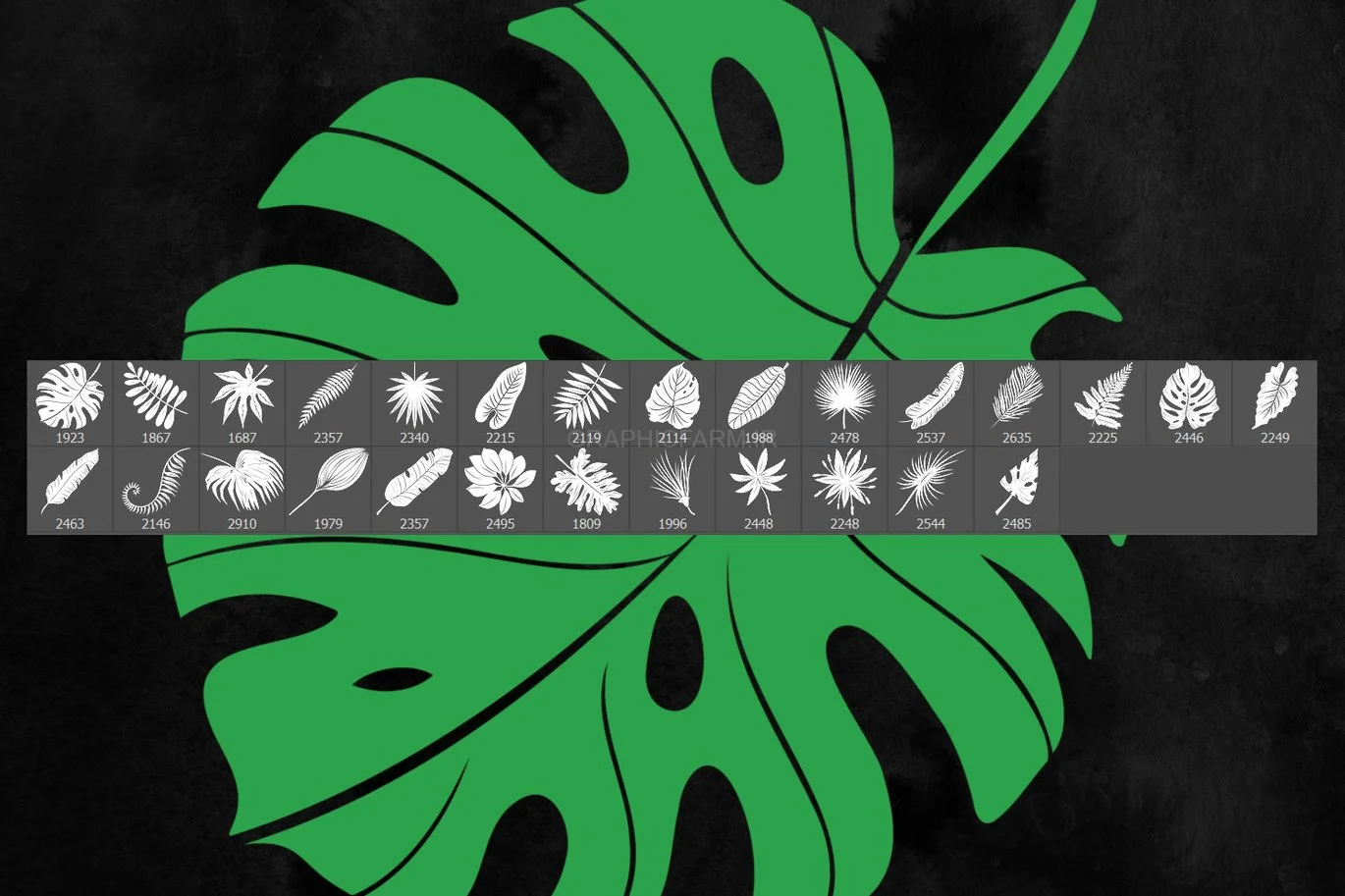 27 Tropical Leaves Photoshop Stamp Brushes