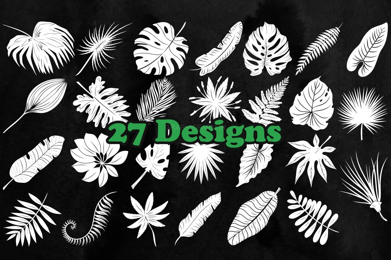 27 Tropical Leaves Photoshop Stamp Brushes