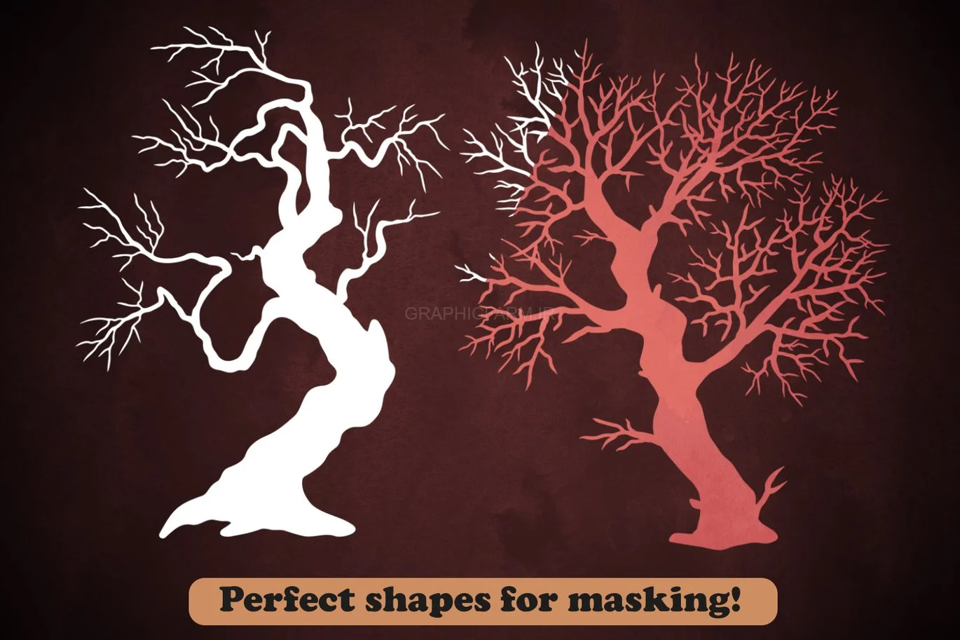 50 Winter Tree Branches Photoshop Stamp Brushes