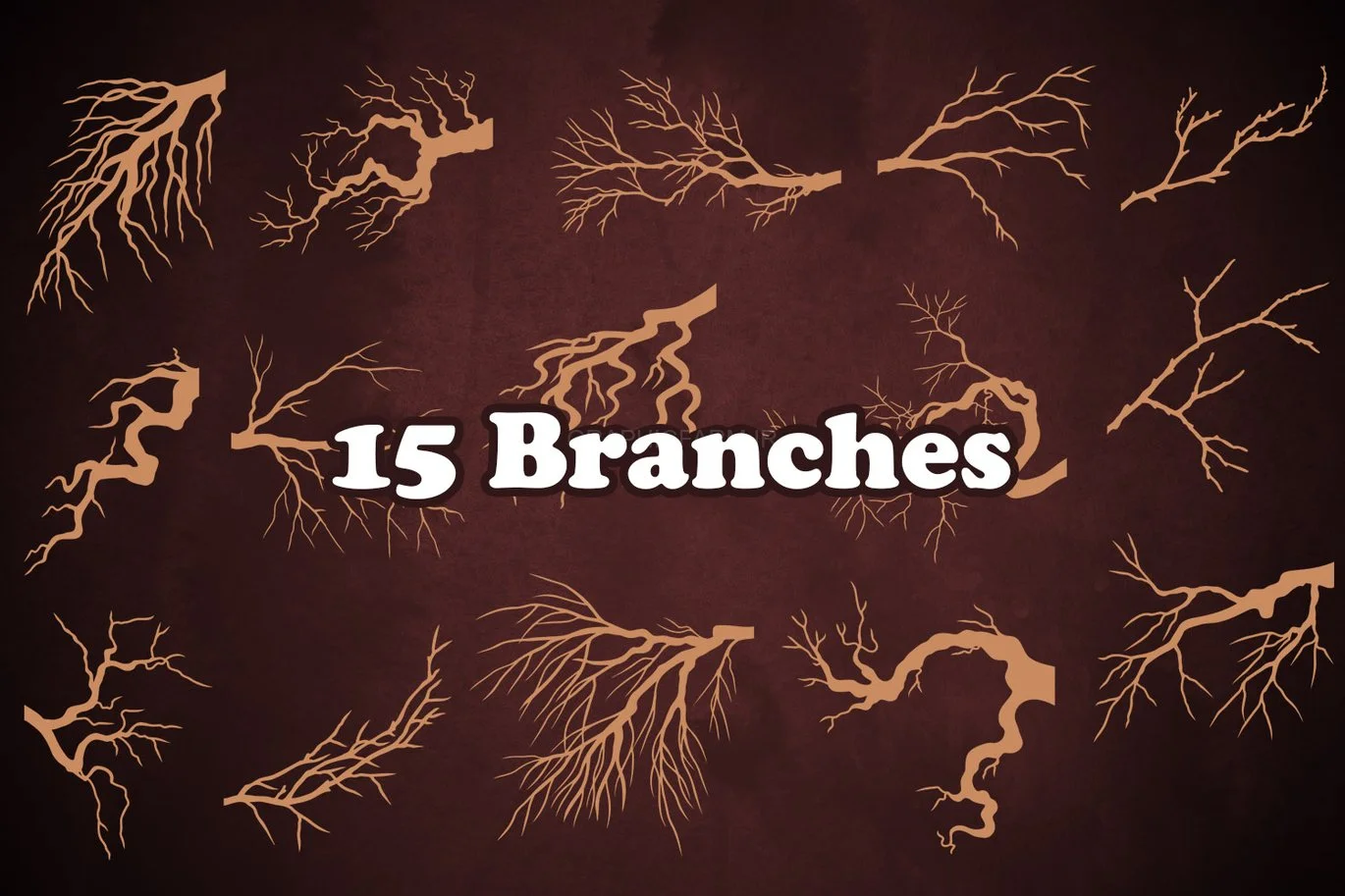50 Winter Tree Branches Photoshop Stamp Brushes