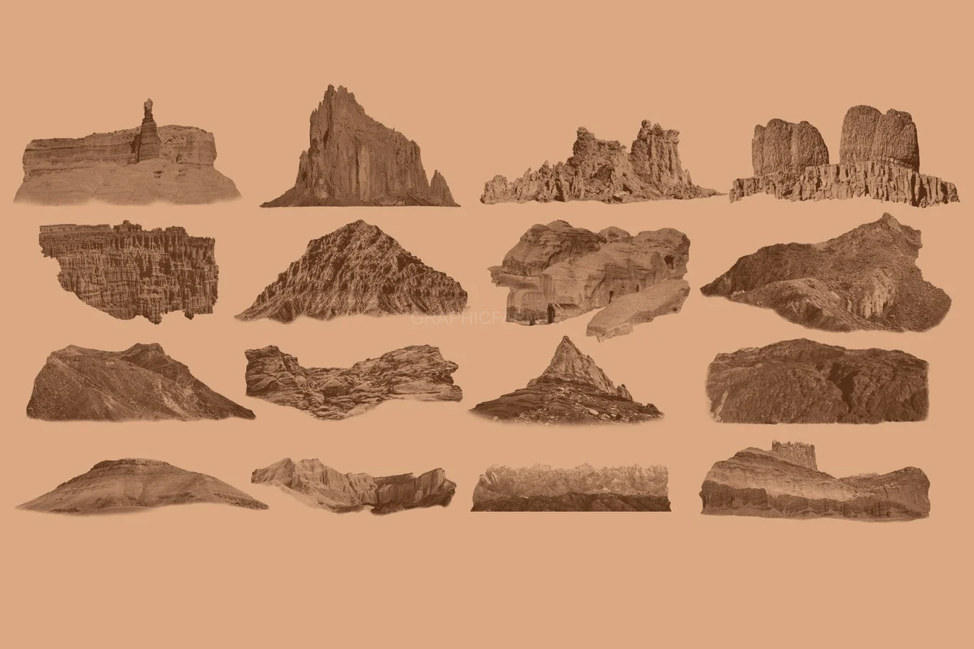 Rocks And Mountains Stamp Brushes