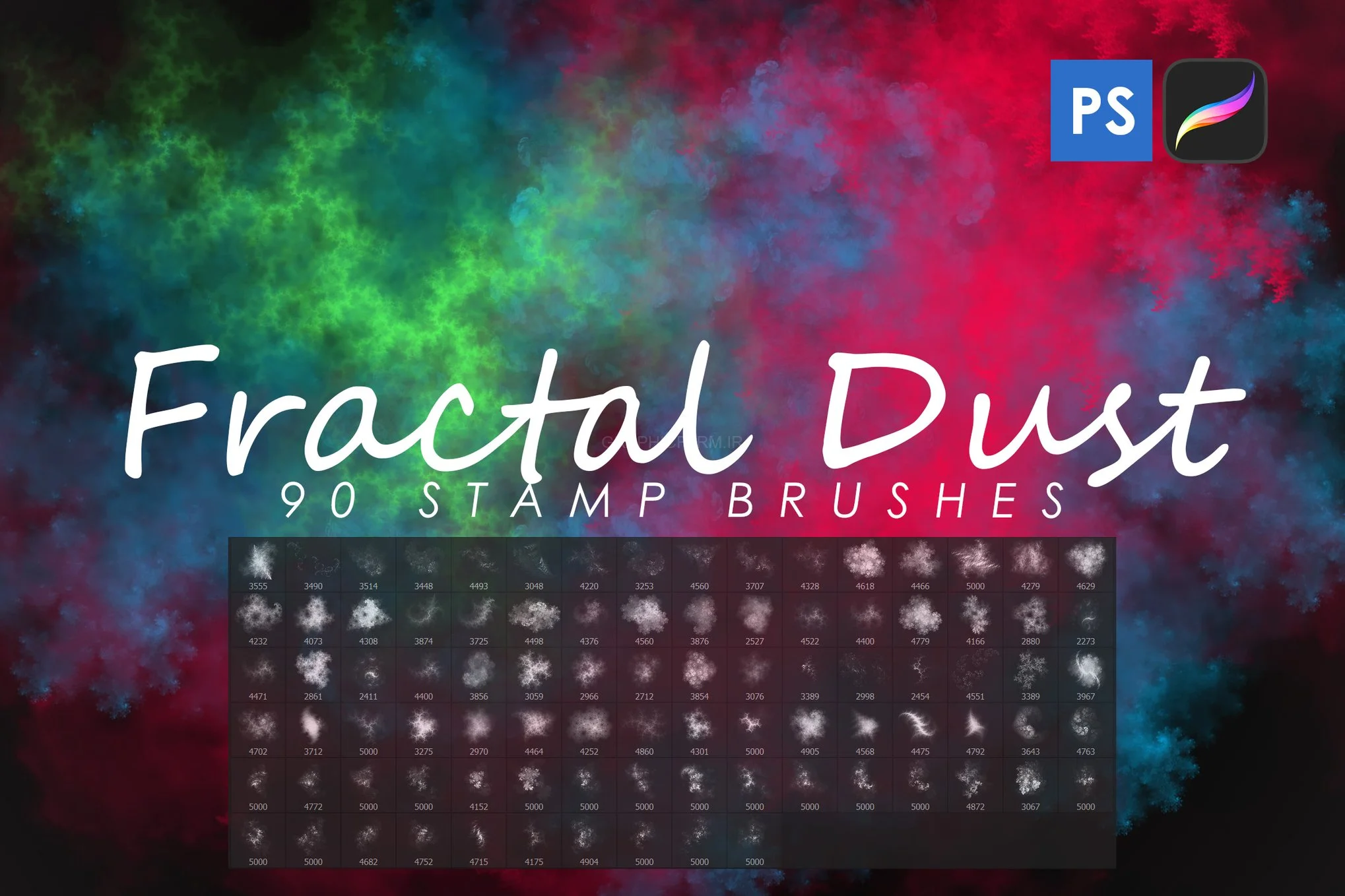 90 Fractal Dust Stamp Brushes Vol. 1