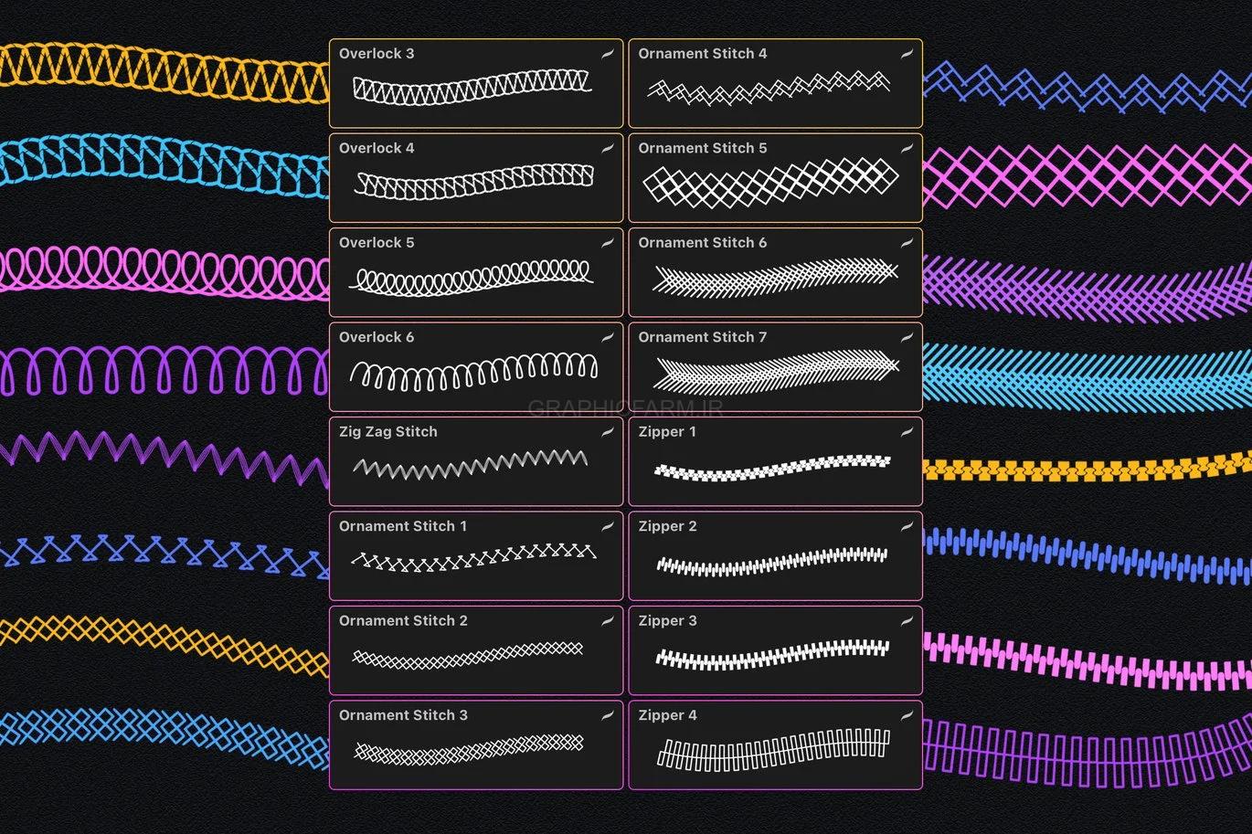 Embroidery Stitches Procreate Brushes