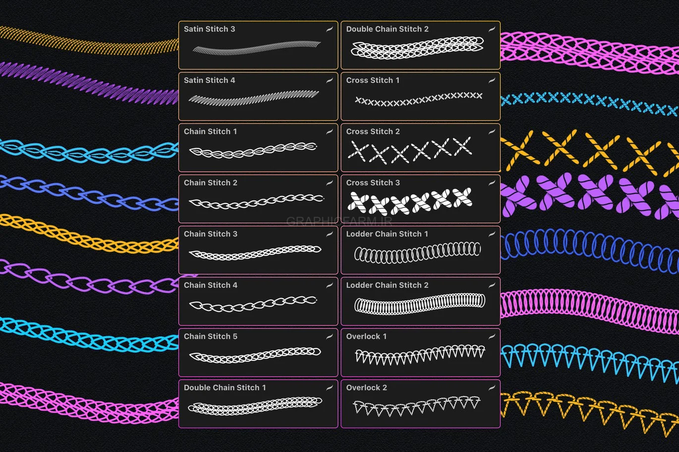 Embroidery Stitches Procreate Brushes
