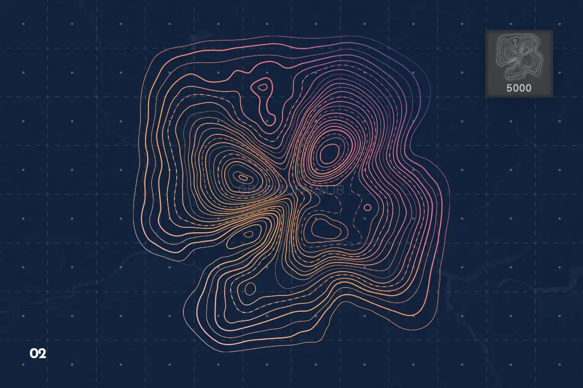 Topographic Relief Map Photoshop Brushes