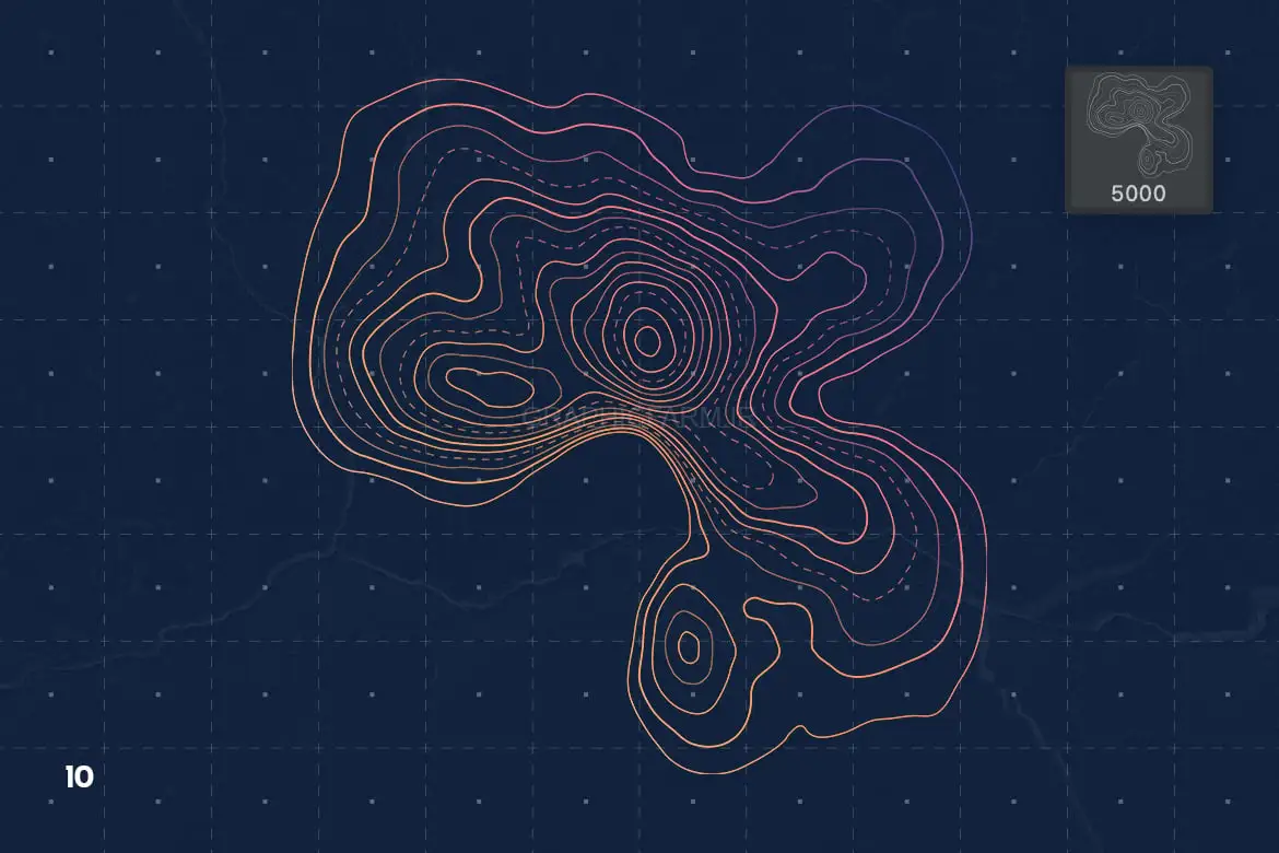 Topographic Relief Map Photoshop Brushes
