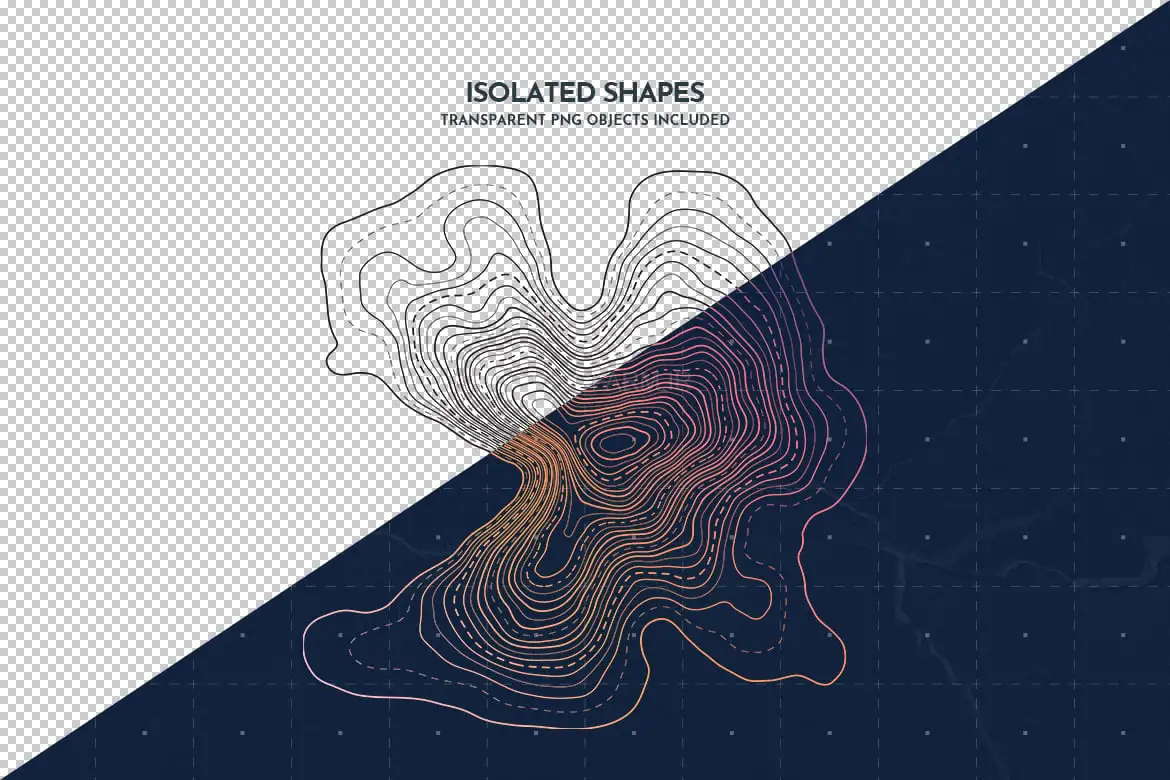 Topographic Relief Map Photoshop Brushes