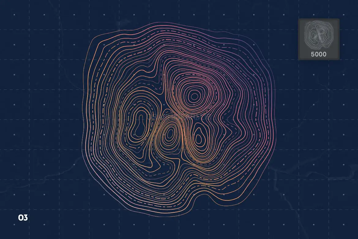 Topographic Relief Map Photoshop Brushes