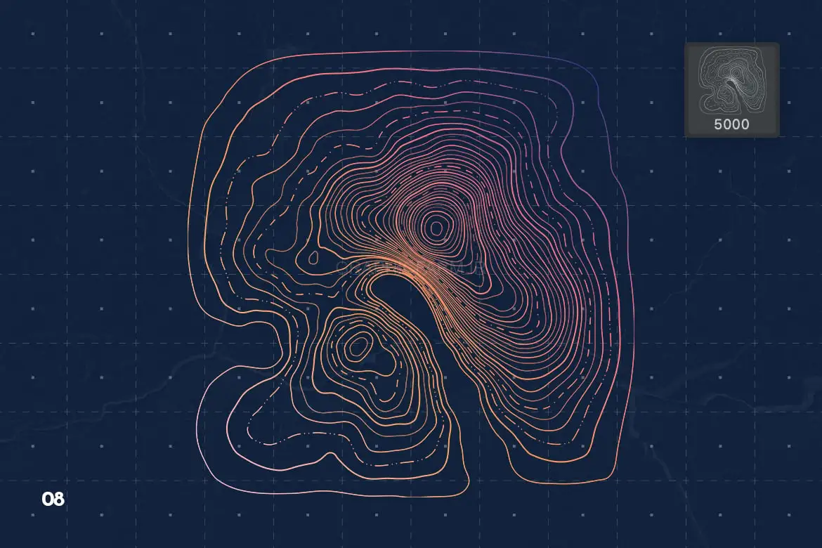 Topographic Relief Map Photoshop Brushes