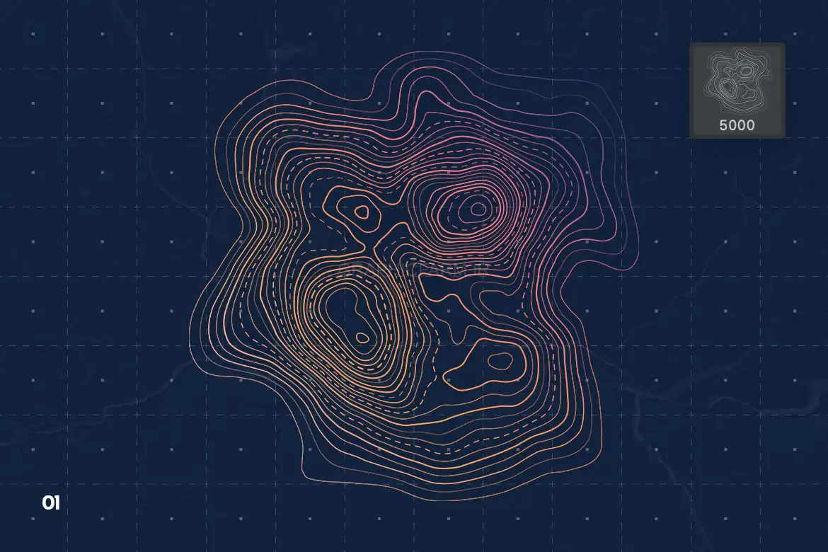 Topographic Relief Map Photoshop Brushes