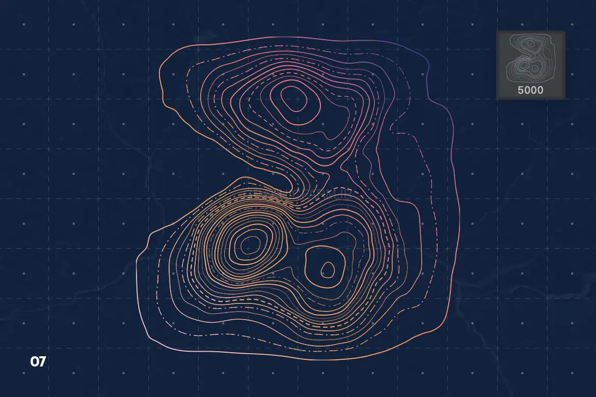 Topographic Relief Map Photoshop Brushes
