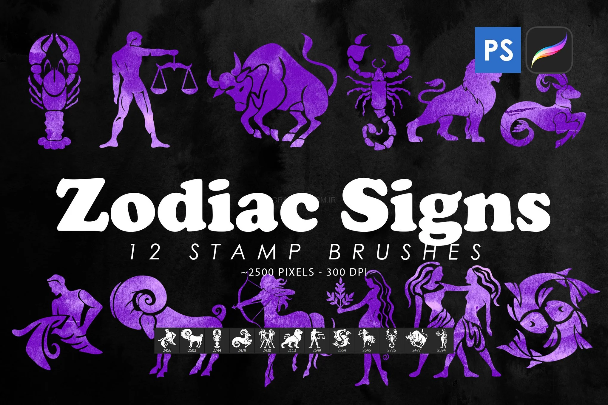 Zodiac Signs Stamp Brushes