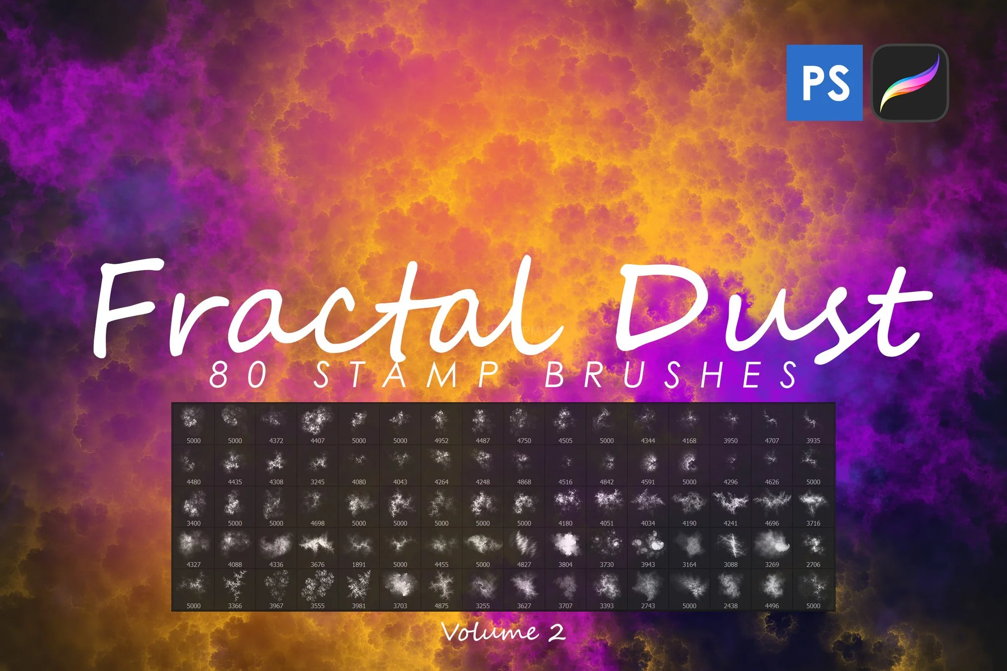 80 Fractal Dust Stamp Brushes Vol. 2