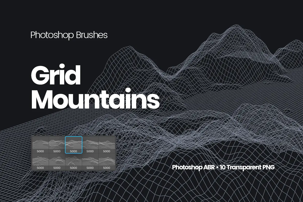 Grid Mountains Photoshop Brushes